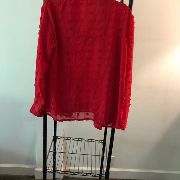 Red button up blouse - Picture 3 of 3